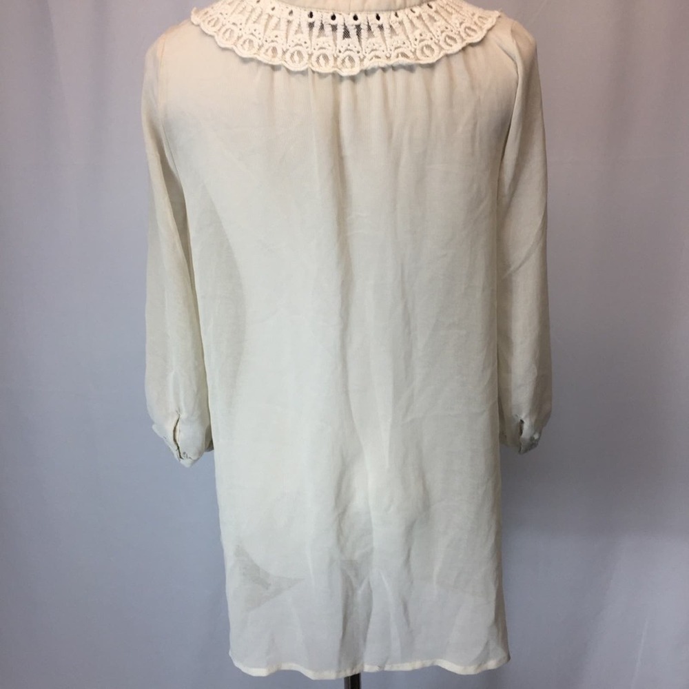 Cream sheer Blouse Sz S boho feminine - Picture 5 of 7